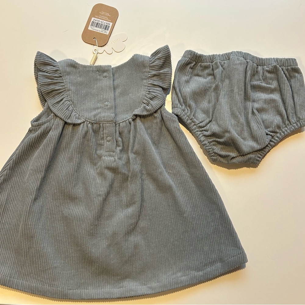 Angel Dear Gray Corduroy Dress with Matching Bloomers